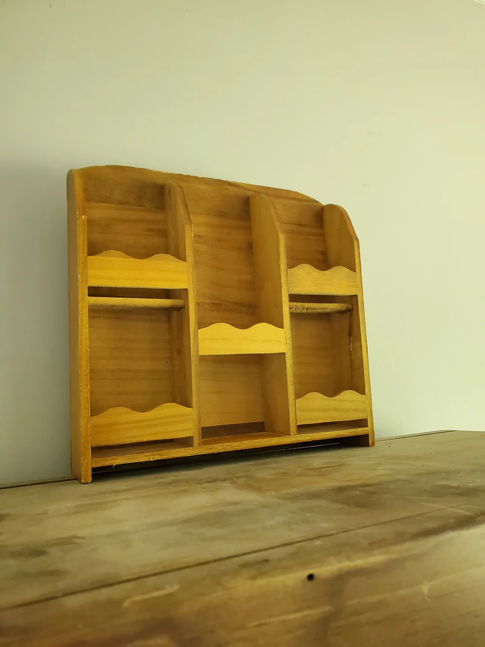Natural Wood Wall Organizer Shelf